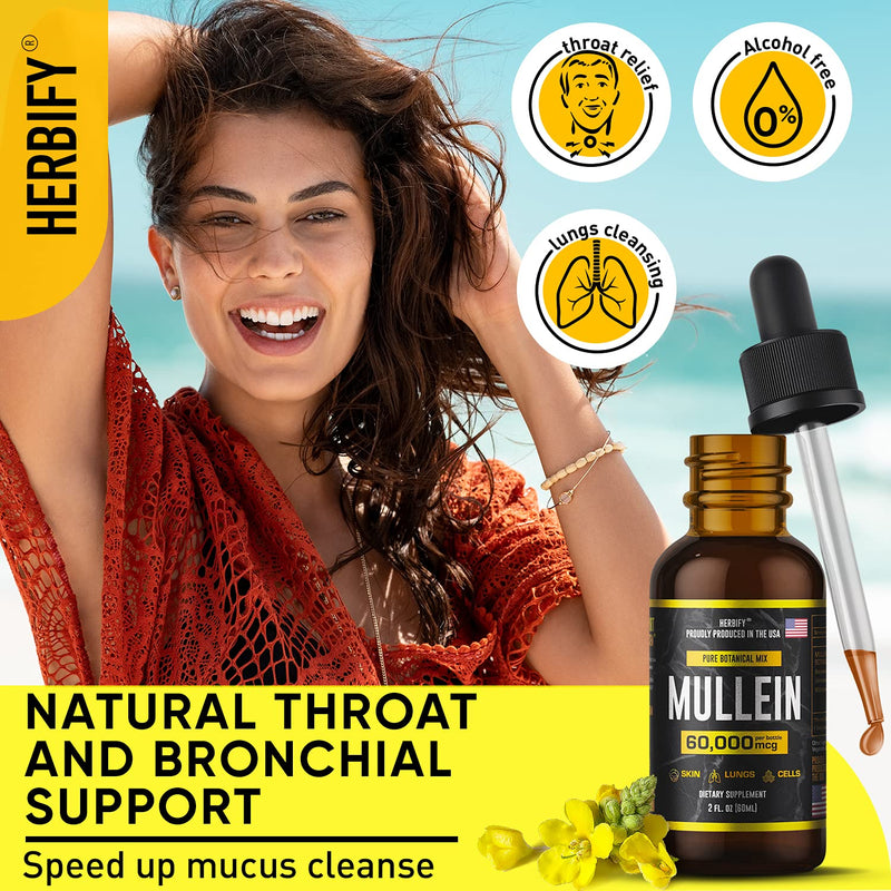 Mullein Extract 2 oz, Alcohol-Free Tincture, Organic Mullein Leaf and Flowers Blend (Verbascum Densiflorum) 2 Fl Oz (Pack of 1) - NewNest Australia
