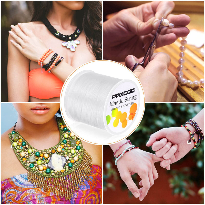 Paxcoo 1mm Elastic Bracelet String Cord Clear Stretch Bead Cord for Jewelry Making and Bracelet Making White - NewNest Australia