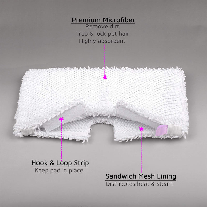 Flammi Steam Mop Replacement Pads for Shark Steam Pocket Mop S3500 Series S3501 S3601 S3550 S3901 SE450 S3801CO S3601D S2901 S2902, 2 Pack 2 Pack White - NewNest Australia
