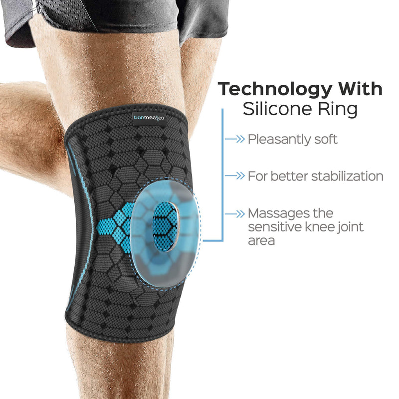 bonmedico Orthopedic knee bandage for women and men - bandage for left/right knee - strength training, fitness, sports, everyday life - wellness gifts for men and women - 1 knee pad - gray, M - NewNest Australia