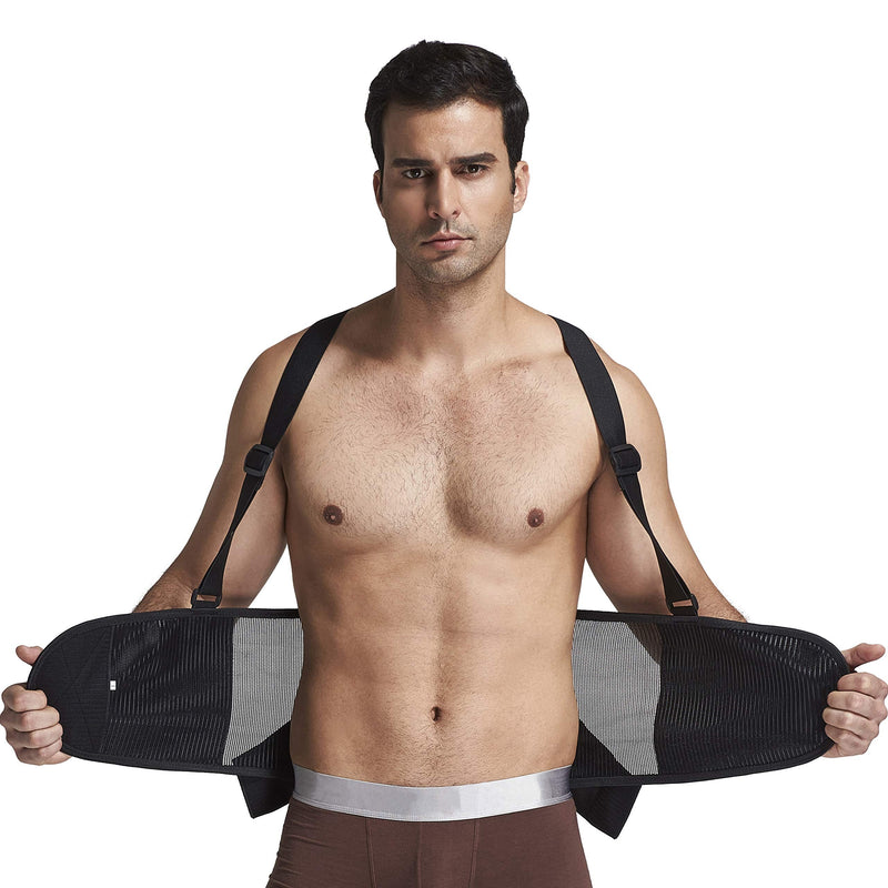 NEOtech Care Back Support with Straps - Lightweight and Breathable - Lumbar Support - Posture, Work, Gym - Black (M) - NewNest Australia