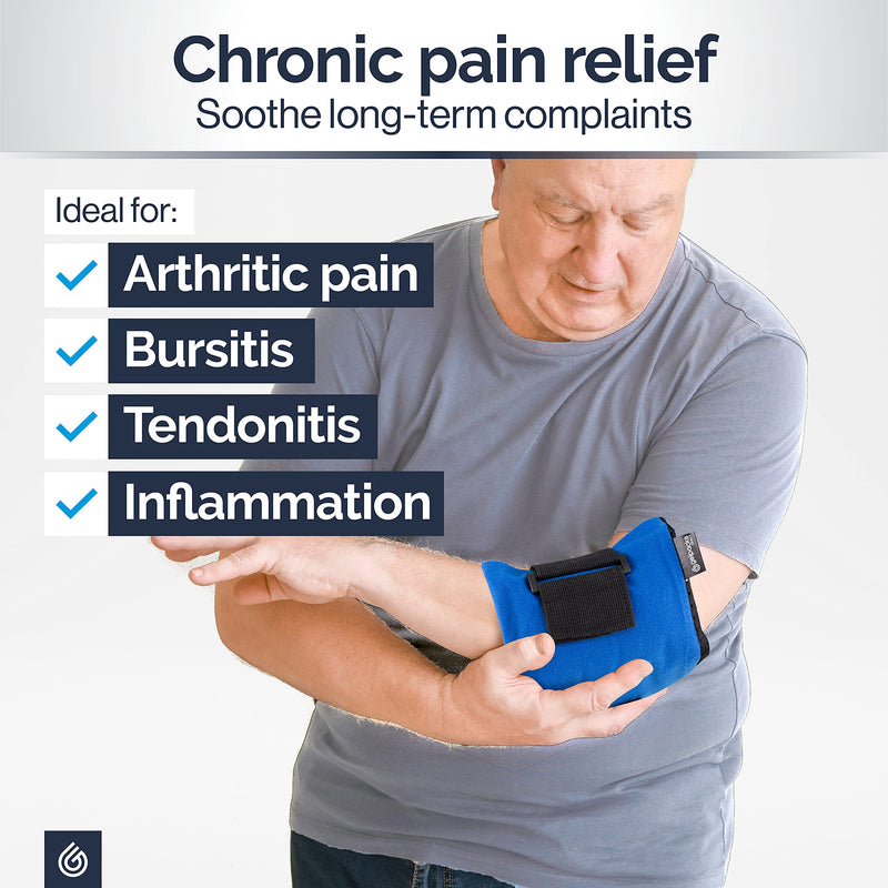Elbow Gel Ice Pack for Sports Injuries, Reusable Support Strap for Tennis and Golfers Joint Pain Relief, Hot / Cold Compress Wrap - Flexible When Frozen, One-Hand Application by Gelpacks Direct - NewNest Australia