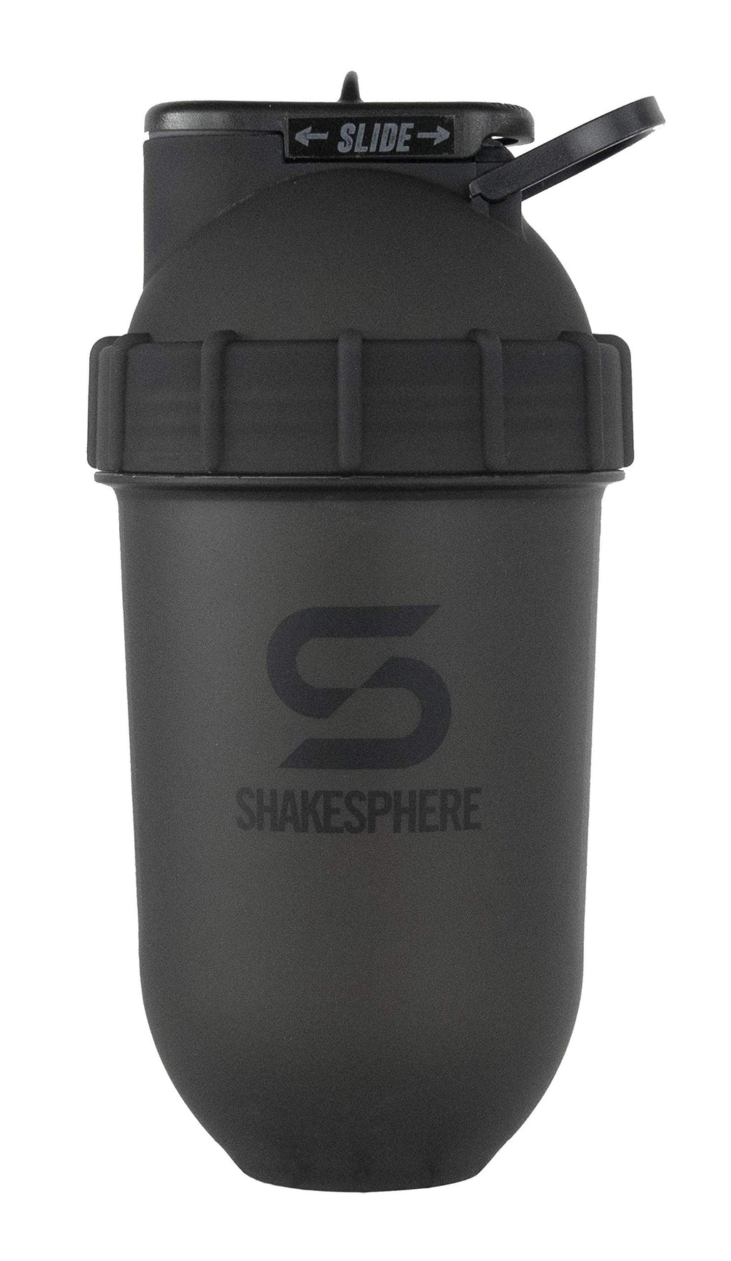 ShakeSphere Tumbler: Protein Shaker Bottle, 700ml - Capsule Shape Mixing - Easy Clean Up - No Blending Ball or Whisk Needed - BPA Free - Mix & Drink Shakes, Smoothies, More - Frosted/Black Frosted Black With Black Logo - NewNest Australia