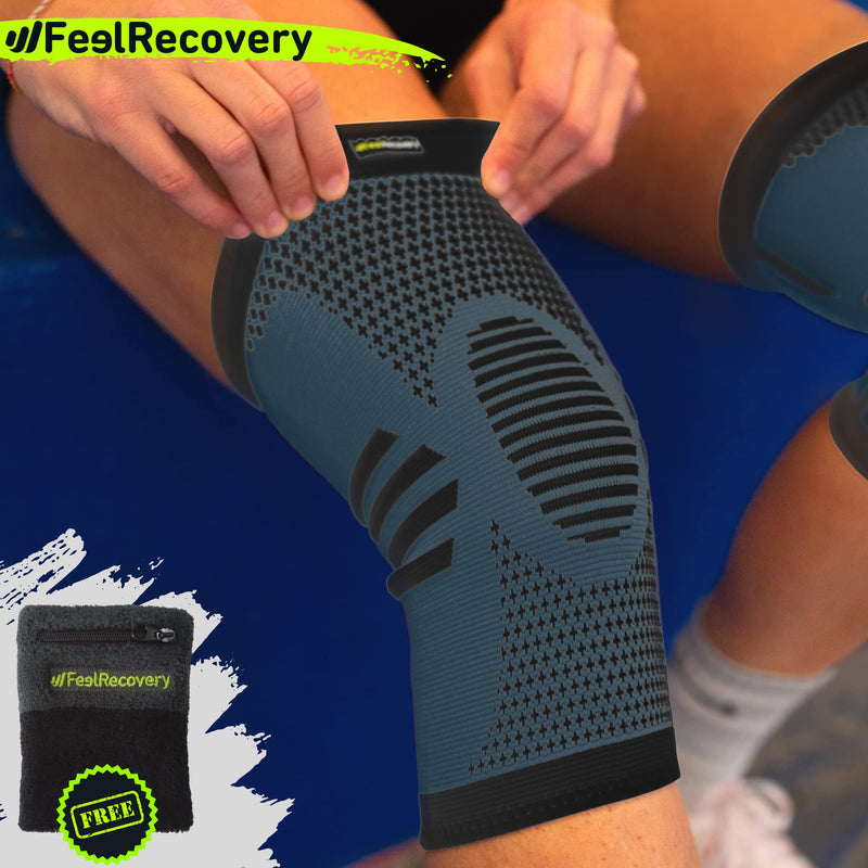 Pack of 2 knee supports for men and women - compression knee support sports for knee pain - knee support for osteoarthritis and meniscus - breathable and non-slip (L, black) L - NewNest Australia