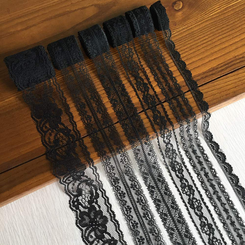 LaceRealm 46 Yards Black White Lace Trim 14 Rolls(3.3 Yards/Each) Assorted Floral Pattern Trim Lace Ribbon for Sewing, Floral Designing and Crafts (14 Styles) 14 styles - NewNest Australia