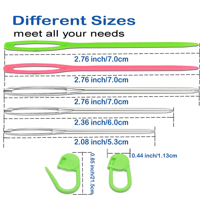 26 Pcs Sewing Knitting Kits, 9 Pcs Large-Eye Blunt Yarn Needles, 4 Pcs Plastic Weaving Needles,12 Pcs Colorful Knitting Crochet Locking Counter Stitch Needle, Suitable for Crochet Project 26 PCS - NewNest Australia