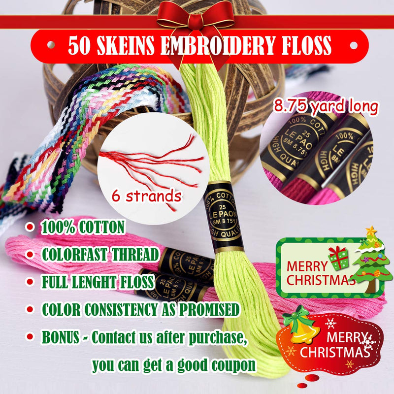 Embroidery Floss Rainbow Color 50 Skeins Per Pack Cross Stitch Threads Friendship Bracelets Floss Crafts Floss - NewNest Australia