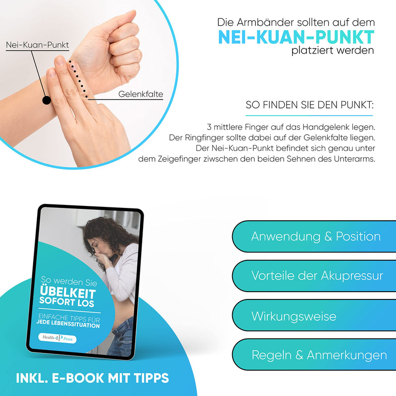 Acupressure Anti-Nausea Bracelet Black - Ideal For Pregnancy Nausea Sickness, Sea Sickness, Travel Nausea + Now With Free E-Book To Download: Get Rid Of Nausea Immediately! - NewNest Australia