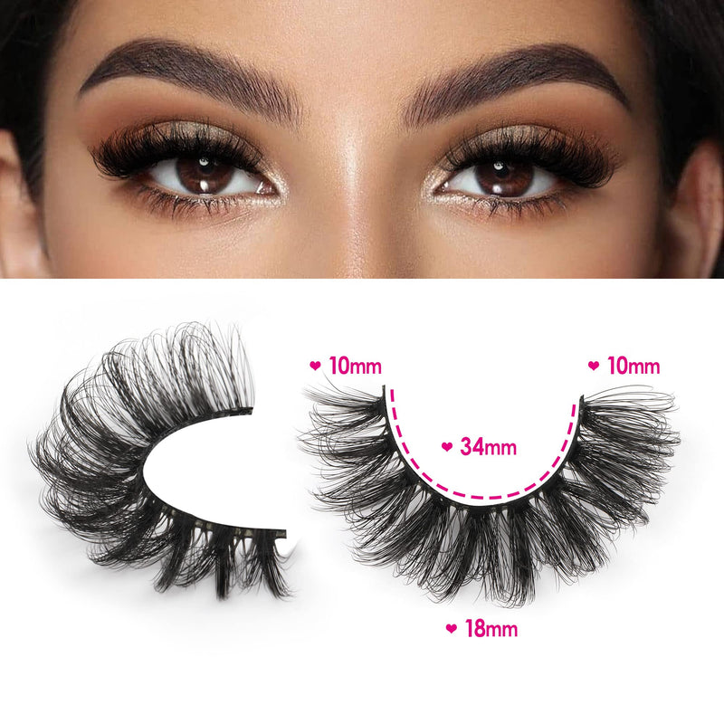 JIMIRE Faux Mink Lashes Wispy Fluffy Cat Eye 6D Volume Russian Strip D Curl False Eyelashes Thick Crossed Soft Curly Fake Lashes 7 Pairs Pack 7 Pairs Cat Eye - NewNest Australia