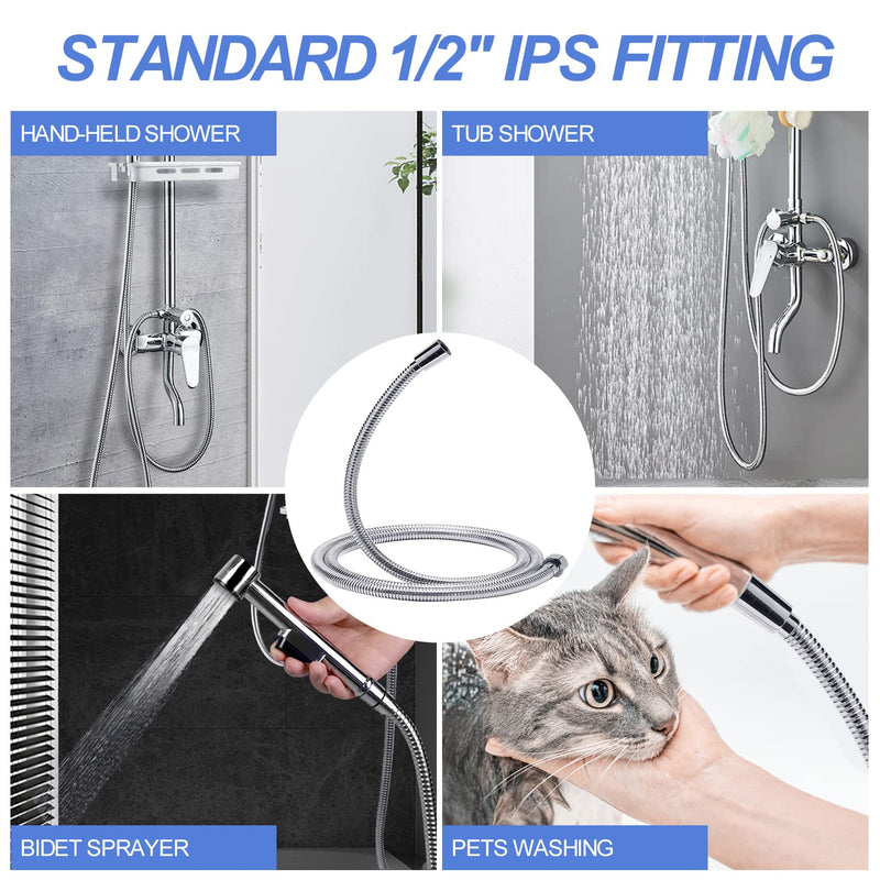 Shower Hose with Shower Arm Bracket,69 inch Stainless Steel Shower Hose Replacement,Adjustable Handheld Shower Arm Holder Shower Head Holder,Flexible Shower Head Hose and Holder with Brass Ball,Chrome - NewNest Australia