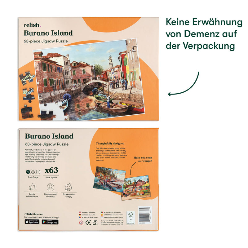 Relish “Buranos Island” Dementia Puzzle 63 Pieces Alzheimer's Activities/Puzzle & Dementia Gifts for Seniors - NewNest Australia