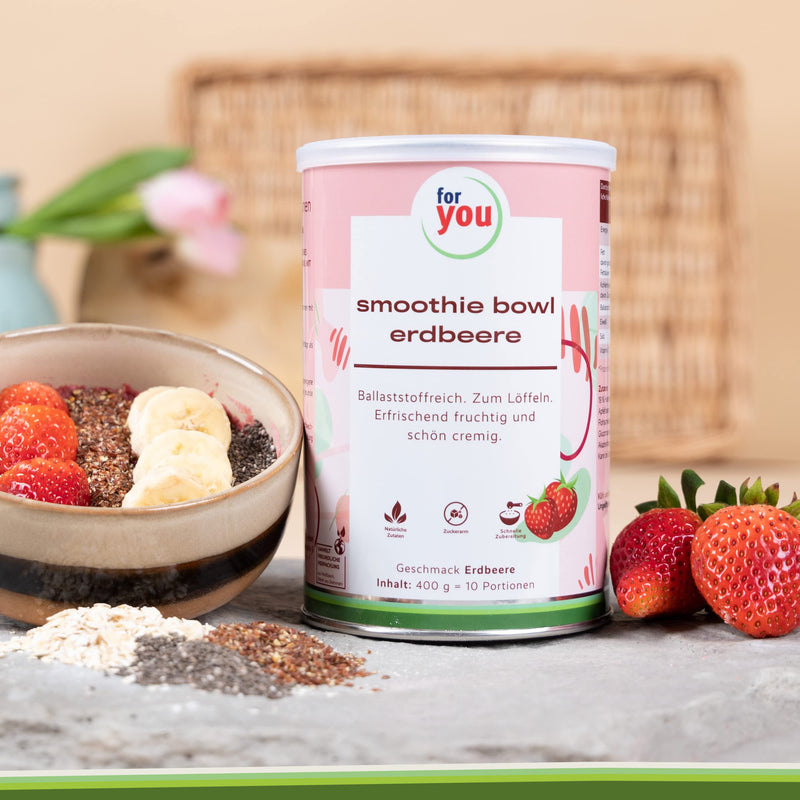Smoothie bowl strawberry 400g | Fiber-rich smoothie bowl for spooning with linseed, apple fiber, psyllium seeds, chia seeds, quinoa, coconut flour & acacia fiber & more Vegan & 100% Natural - NewNest Australia