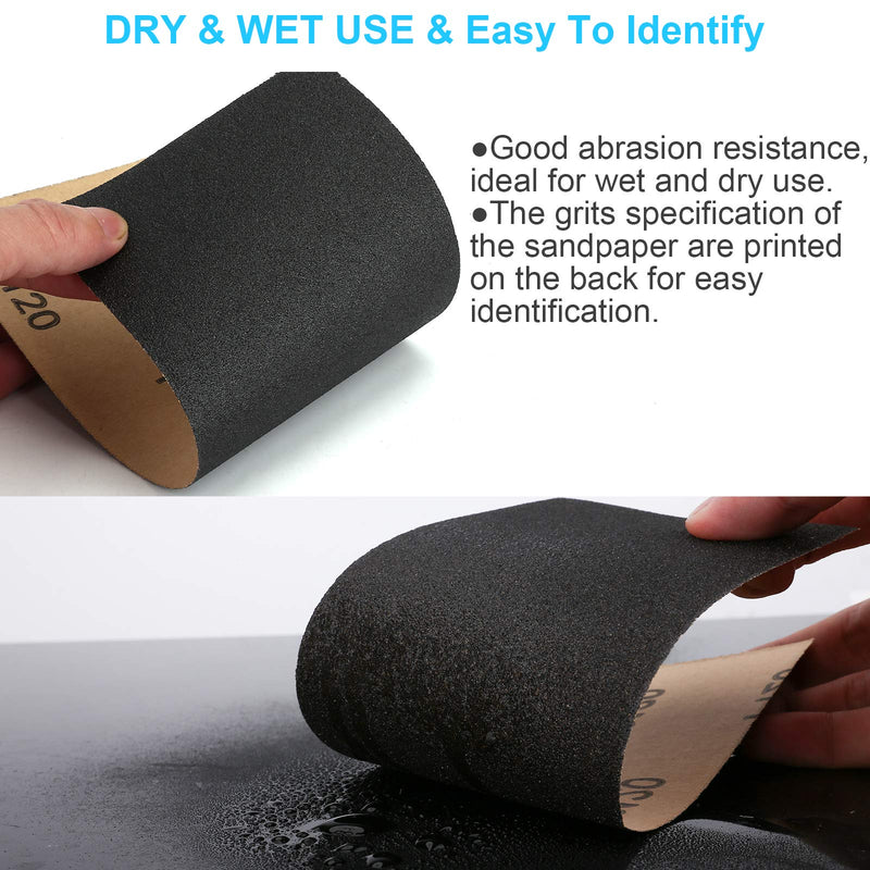 YXYL 60PCS Sand Paper, 120 To 5000 Assorted Grit Sandpaper for Wood Furniture, Wet Sandpaper for Metal Sanding, Automotive Sandpaper, 9 x 3.6 Inch Wet Dry Sandpaper Assortment, Sanding Paper Sheets - NewNest Australia