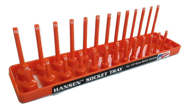 Hansen Global Hansen 1406 1/4" Drive Metric Regular & Deep Socket Holder - Orange - NewNest Australia