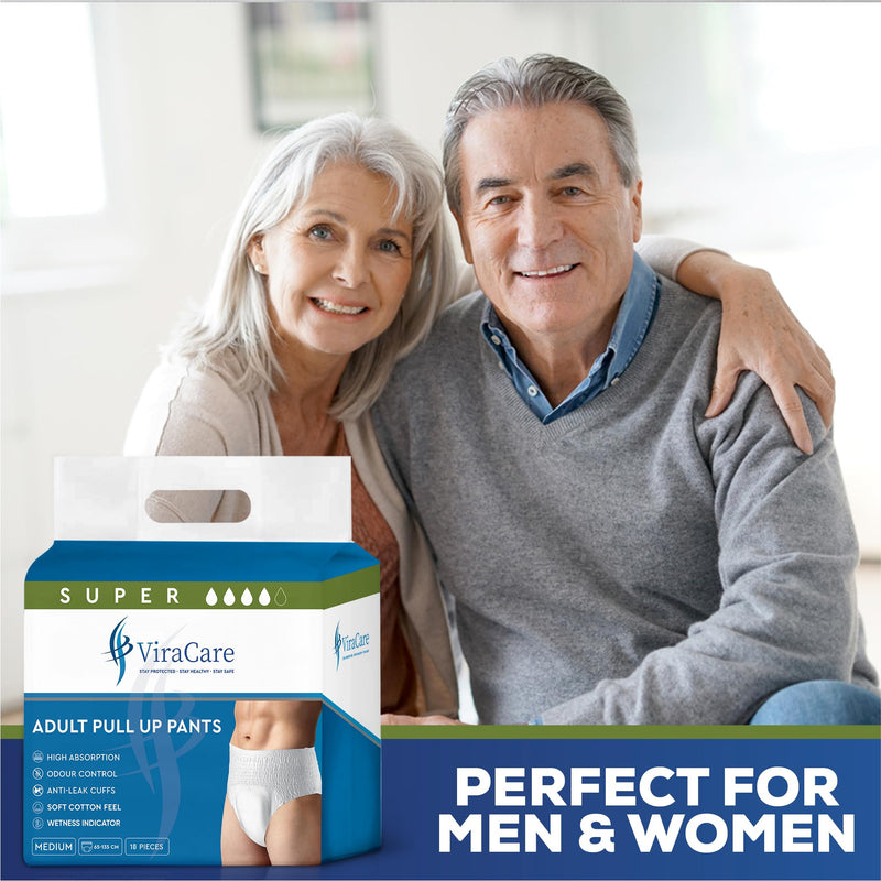 10 x Incontinence Pants Men & Women | with Wetness Indicator & Soft-Stretch Waistband | Adult Nappies | Waist Size Medium 65-135 cm | Adult Diapers | (1 Pack of 10) 1 Pack of 10 - NewNest Australia