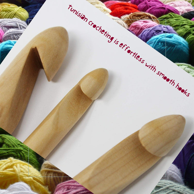 KnitPal 16-inch(40cm) Extra Large Wooden Tunisian Crochet Hooks Set with Cable, for Baby Afghan Blankets, 3 Chunky Hook Sizes P, S and T (15,20 and 25mm), (3 Free Patterns) 16-inch(40cm) Large - NewNest Australia