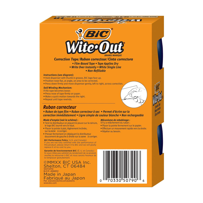BIC Wite-Out Brand EZ Correct Correction Tape, White, 10-Count, Translucent Dispenser Shows How Much Tape is Remaining 10 Count - NewNest Australia