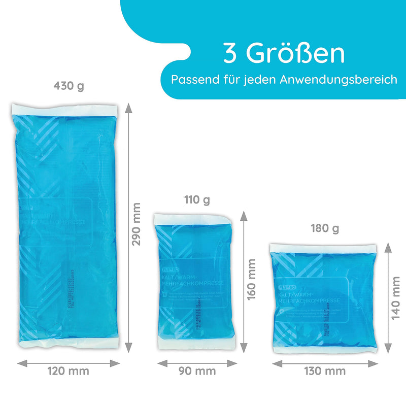 Multiple Compress Hot/Cold Set - 3 Pieces - Gel Cooling Pads - Compress Large & Small - Reusable - Cool Pack - Heat Pad - Cooling Pad - Cooling & Heat Pads (1 X Set Basic Multiple Compresses) - NewNest Australia