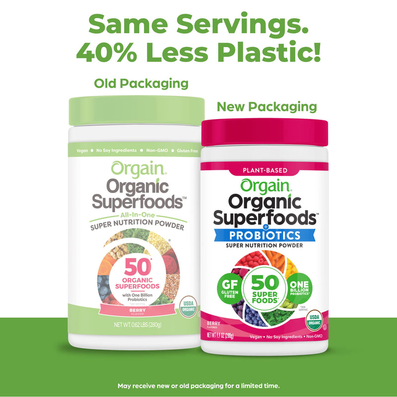 Orgain Organic Green Superfoods Powder, Berry - Antioxidants, 1 Billion Probiotics, Vegan, Dairy Free, Gluten Free, Kosher, Non-GMO, 0.62 Pound (Packaging May Vary) - NewNest Australia
