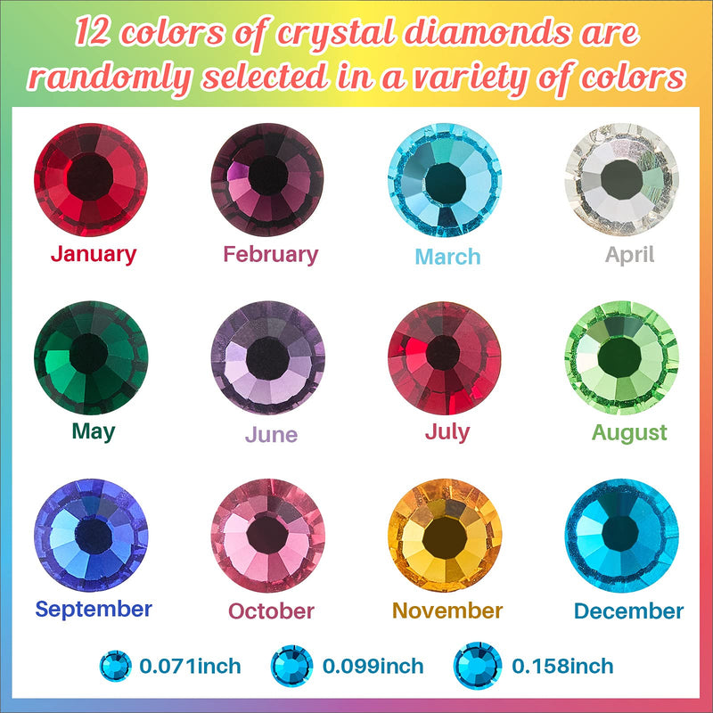 Flat Back Crystals Setter Metal Stamping Punches Kit Includes 3 Pieces Jewelry Metal Stamping Tool for DIY, 1.8 mm, 2.5 mm, 4 mm and 1500 Pieces Multi Colored Rhinestones Crystals - NewNest Australia