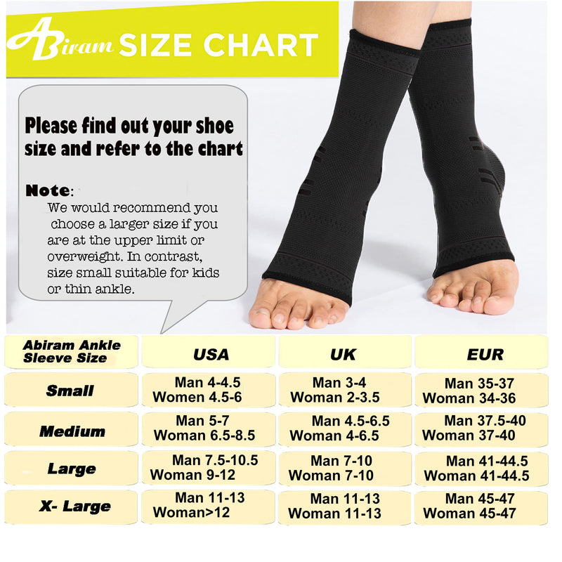 ABIRAM Foot Sleeve (Pair) with Compression Wrap, Ankle Brace For Arch, Ankle Support, Football, Basketball, Volleyball, Running, For Sprained Foot, Tendonitis, Plantar Fasciitis Black Medium - NewNest Australia