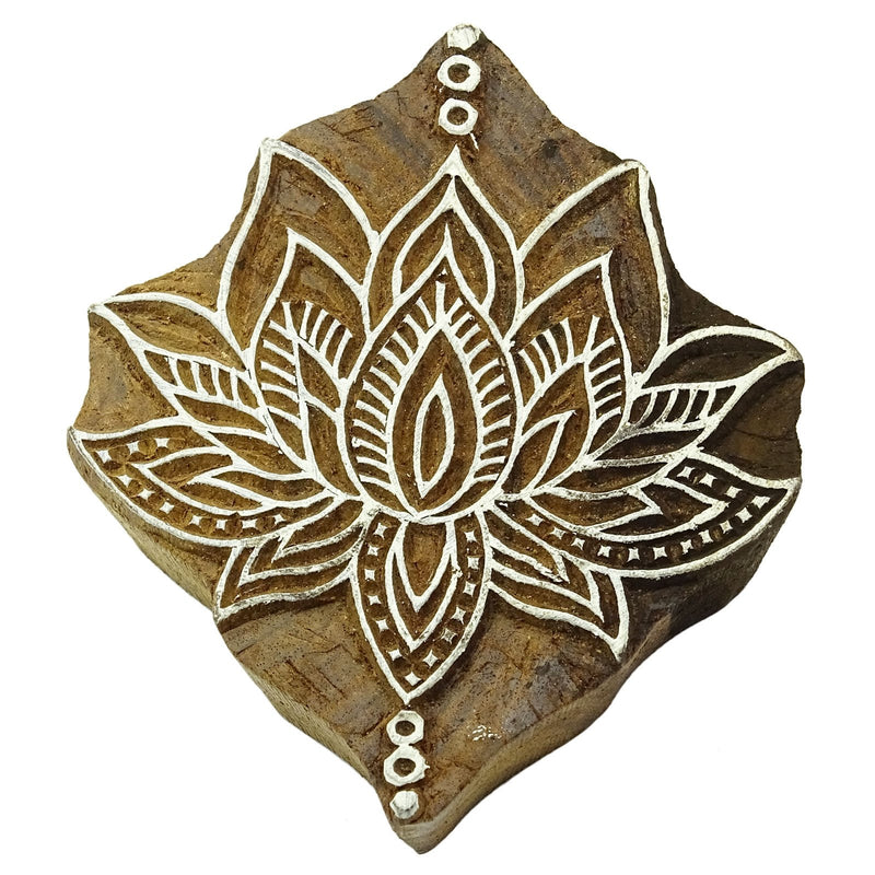 Wooden Textile Stamps Indian Lotus Decorative Border Painting Stamp PB2803A by Knitwit - NewNest Australia