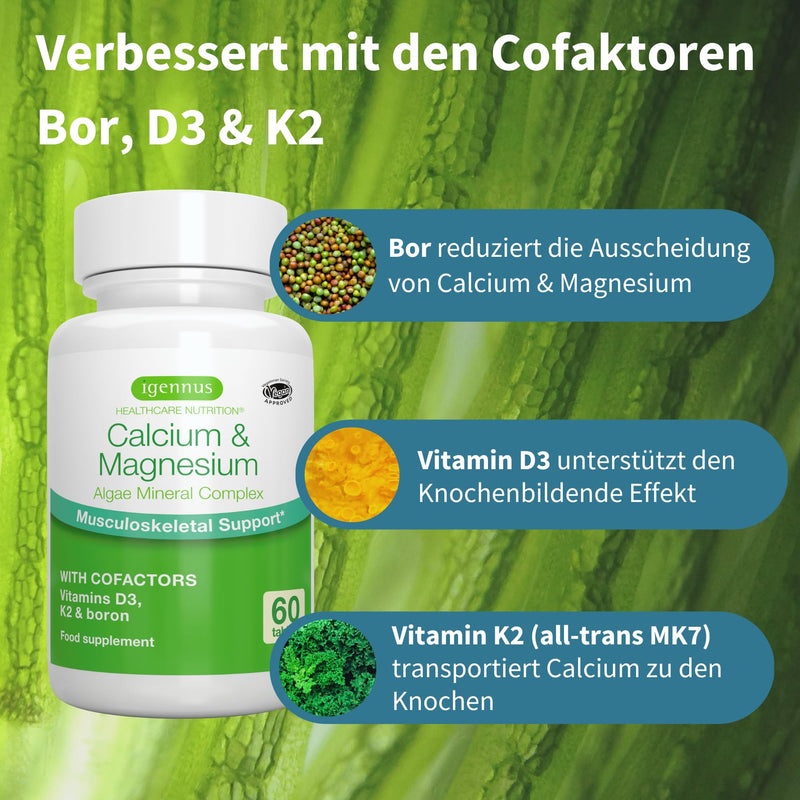 Mariner Calcium & Magnesium Bone Complex with boron, vitamin D3 & K2, high dosage, vegan, 60 tablets, from Igennus - NewNest Australia
