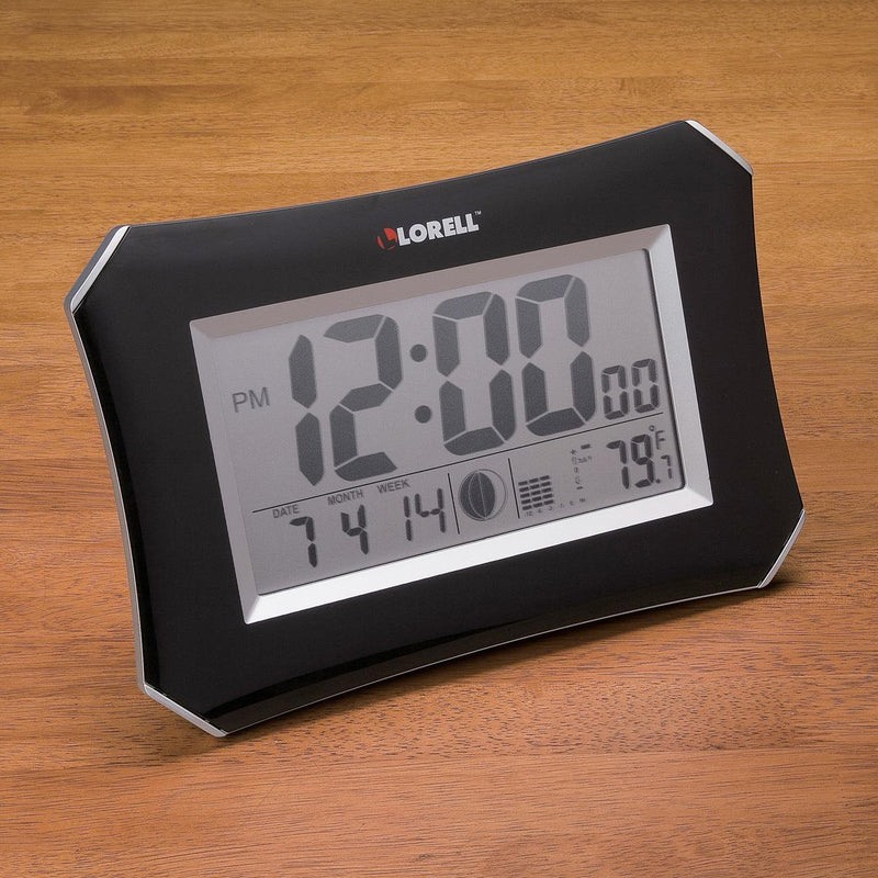 NewNest Australia - Lorell LCD Wall/Alarm Clock, 10-1/4-Inch Lunar, Silver/Black 