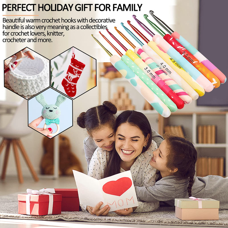 Coopay Warm Crochet Hooks 2G Crochet Hook Set for Women Girls Mom Teens, Cute Crochet Needles for Crocheting Art Aluminum Soft Grip Comfortable Knitting Hook for Yarn Craft Crochet Kit for Beginner Bright Fruit - NewNest Australia