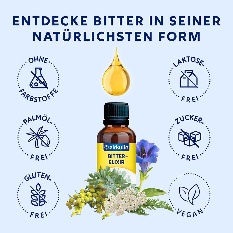Zirkulin Bitter-Elixir - Organic Bitter Drops 50 Ml - Bitter Substances From 11 Exquisite Herbs 4-8:1 Extract - Hildegard Von Bingen - Vegan, Sugar-Free - Range 1,800 Drops - NewNest Australia