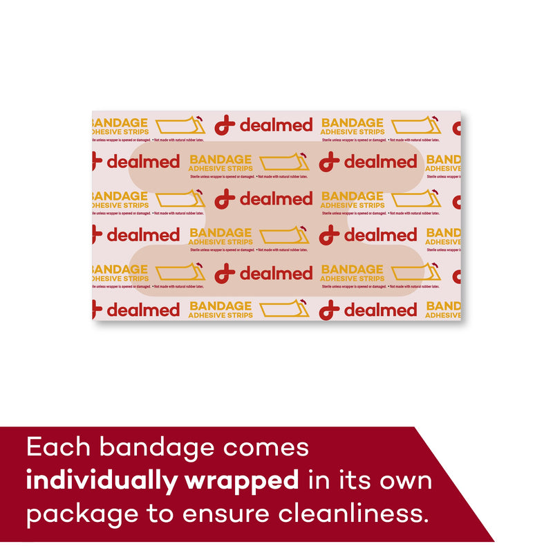 Dealmed Fabric Knuckle Flexible Adhesive Bandages – 100 Count (1 Pack) Bandages with Non-Stick Pad, Latex Free, Wound Care for First Aid Kit, 1 1/2" x 3" Knuckle (Box) - NewNest Australia