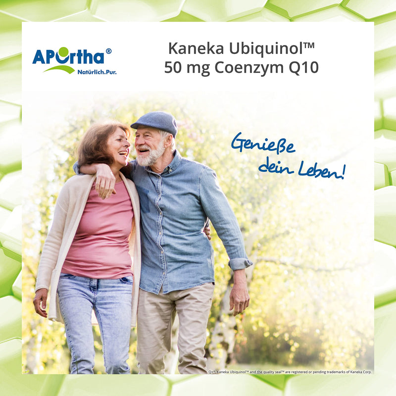 APOrtha Kaneka Ubiquinol Coenzyme Q10 50 mg 120 capsules I Premium CoQ10 capsules high dose 50 mg I High bioavailability thanks to bioactive ubiquinol I 2-fold patented raw material I Daily dose 2 capsules - NewNest Australia