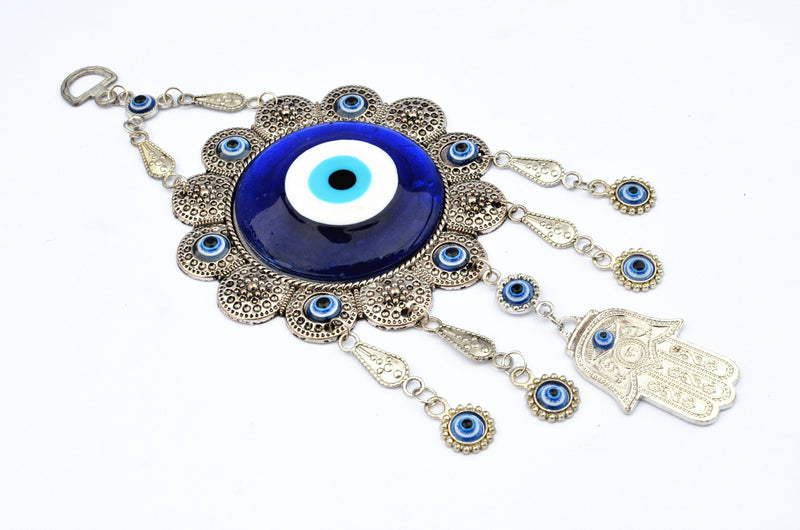 NewNest Australia - Betterdecor Blue Evil Eye with Hamsa Hand Protection Hanging Ornament (with a Pouch)-006 