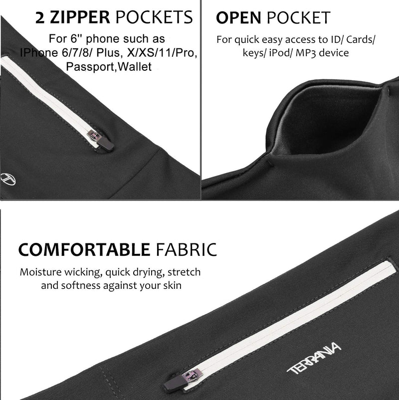 Tirrinia Unisex Running Belt Fanny Pack for iPhone X 6 7 8 Plus 11 12 13 Pro X XR XS, Runner Workout Belt Waist Pack for Women and Men Walking Fitness Jogging Travel 5'' Width Black Large/32"-35" - NewNest Australia