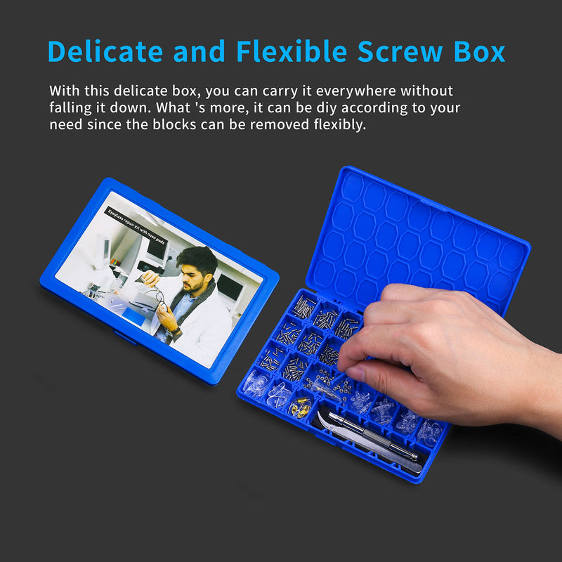 Upgrade Version Magnetic Eye Glass Repairing Kit, Eyeglass Repair Tool Kit with Compact Screw Box Include Nose Pads, Precision Screwdriver Set, Screws, Tweezer for Eyeglass, Sunglass, Spectacles Watch - NewNest Australia