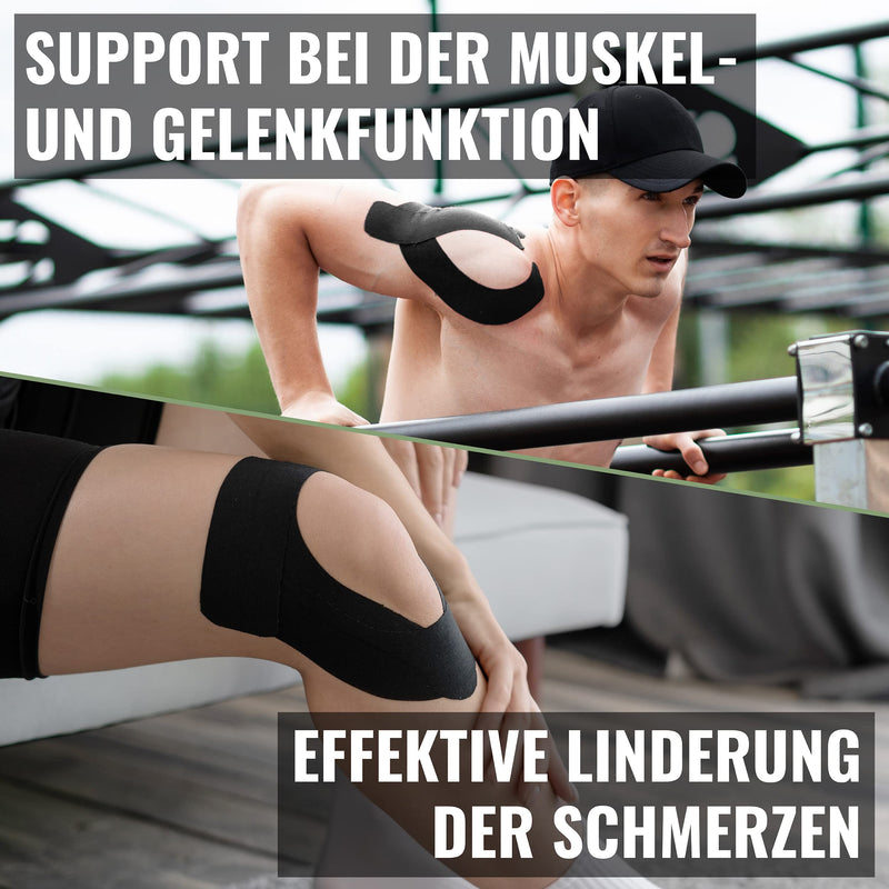 Recovell Kinesiology Sports Tape 2 Rolls Black 5 Cm X 5 M For Support And Stabilization I Waterproof Tape For Muscle Tapes And Joints I Tape Self-Adhesive I Elastic Tape - NewNest Australia