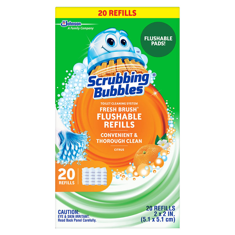 Scrubbing Bubbles Fresh Brush Flushables Refill, Toilet and Toilet Bowl Cleaner, Eliminates Odors and Limescale, Citrus Action Scent, 20 ct Pack of 1 - NewNest Australia