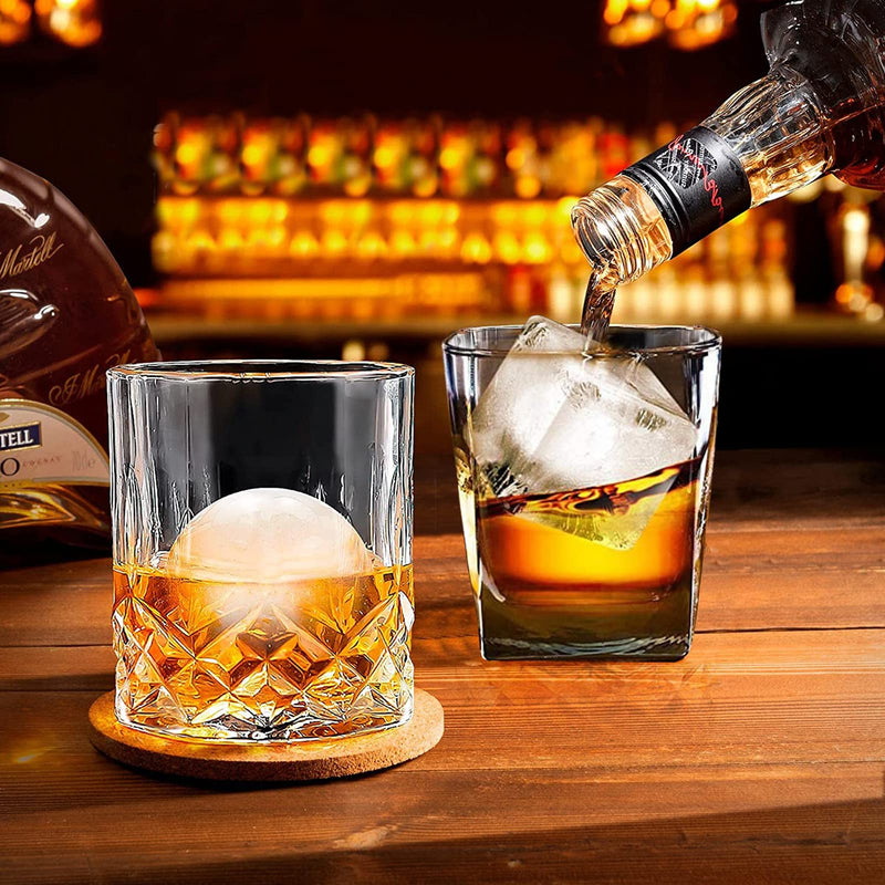 Ice Cube Tray, Large Silicone Whiskey Ice Mold, 2-in-1 Round Sphere Ice Ball Maker & Square Ice Tray for Cocktails,Bourbon,Brandy, Gift for Men Dad Boyfriend - NewNest Australia