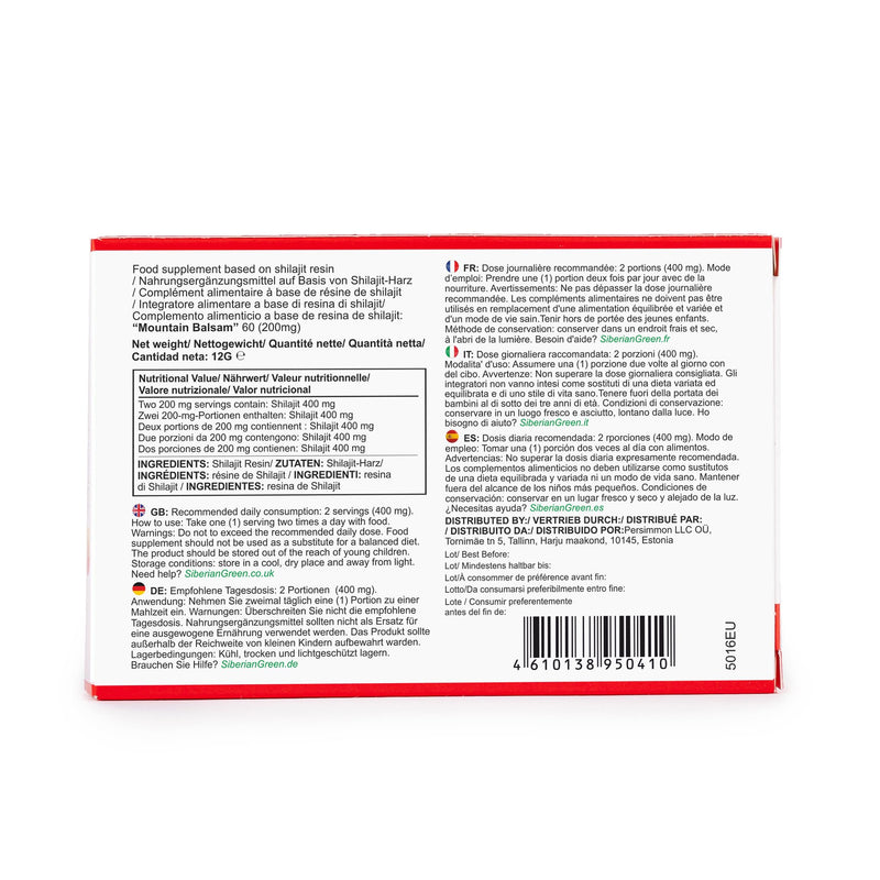 Altai Shilajit 120 pieces "Mountain Balm" (200mg) - Original Altai-Siberian 100% pure fulvic acid - NewNest Australia