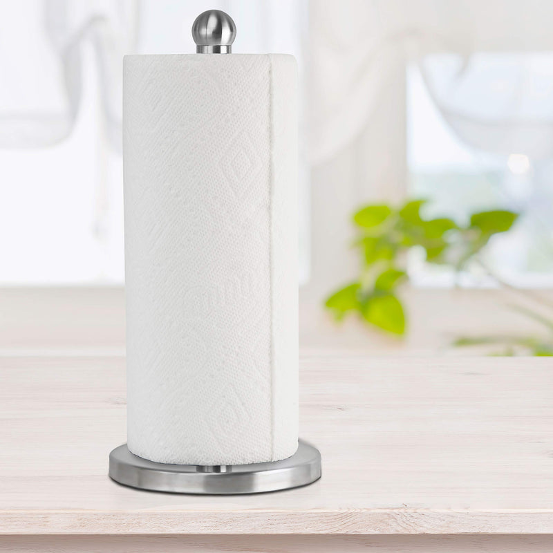 NewNest Australia - Stainless Steel Kitchen Paper Towel Holder Dispenser - Weighted Base - Sturdy, Durable, Rust-Proof - Single Easy One-Handed Tear - Fits Standard or Jumbo-Sized Rolls 