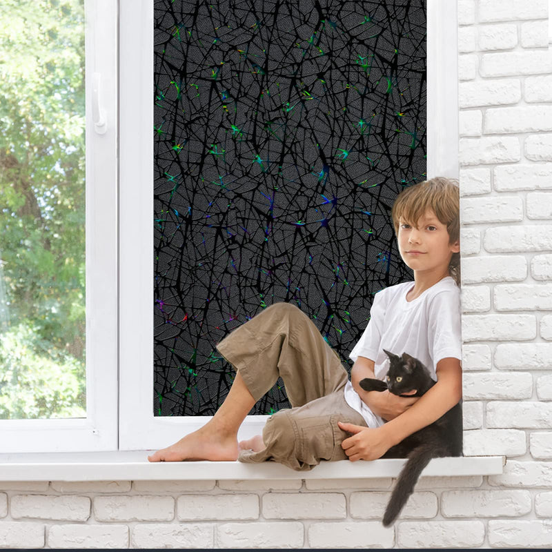 QHY Sunshine Total Blackout Window Film Privacy? Frosted Glass Window Film?Black Window Tint? No Glue? Detachable, no Marks, Suitable for Repeated use (Black, 17.5 in X 78.7 in) Black - NewNest Australia