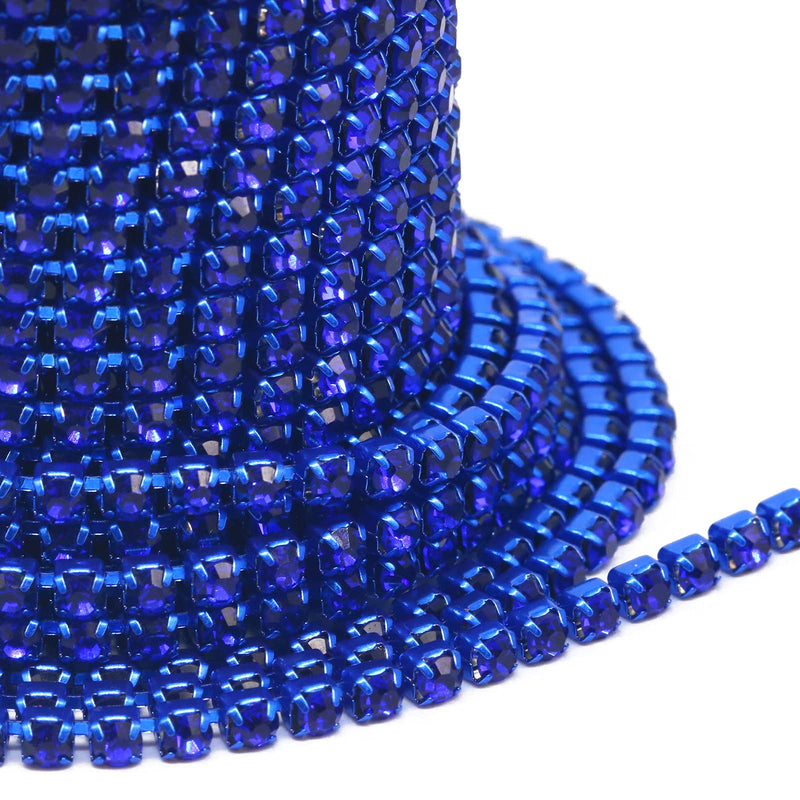 Towenm 1 Roll 10 Yards 4MM Rhinestone Chain, SS16 Crystal Rhinestone Close Chain Trim, Sew on Claw Chain for Jewelry Crafts DIY, Rhinestone Cup Chain (Blue / Sapphire, SS16 / 4mm) Blue / Sapphire - NewNest Australia