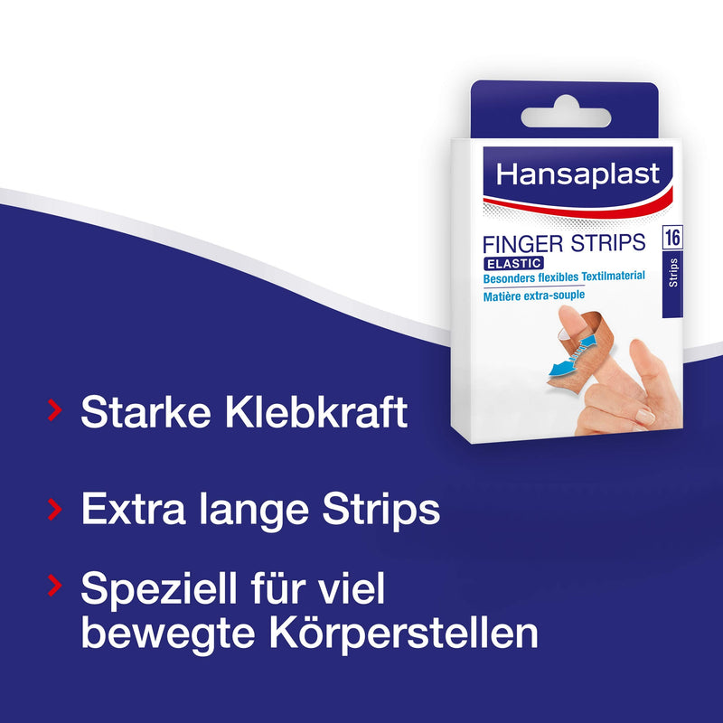 Hansaplast Elastic Finger Strips Plasters, Wound Plasters, Especially Suitable For Wounds On The Fingers, Flexible And Breathable Adhesive Plasters, 1 X 16 Strips - NewNest Australia