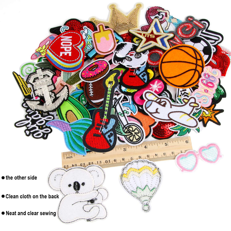 60pcs Random Assorted Styles Outdoors Embroidered Iron on Patches DIY Sew Applique Repair Patch - NewNest Australia