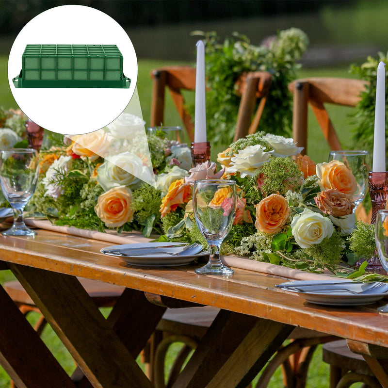 Hahood 2 Packs Floral Foam Cage Rectangle Flower Cage Holders with Floral Foam Floral Arrangement Supplies for Fresh Flowers, Home Weeding Decorations, 11.8 x 4.3 x 3.1 Inches - NewNest Australia