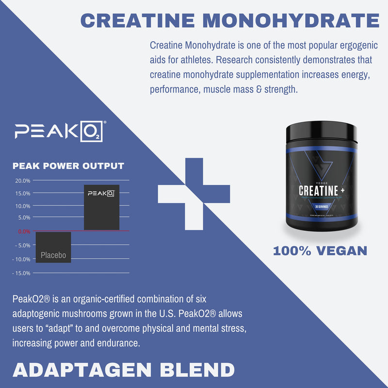 Vedge Nutrition Creatine + | Vegan Plant-Based Creatine Monohydrate Powder | Energy, Performance & Function | Ergogenic Aids for Athletes | Unflavored, 30 Servings - NewNest Australia