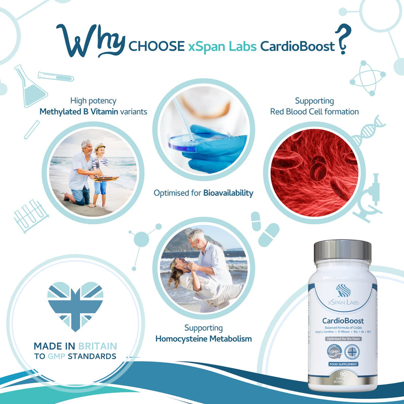 CardioBoost 90 Capsules – a Precise Balance of CoQ10, D-Ribose, Acetyl L-Carnitine, B Vitamins & Medium Chain Triglycerides for Normal Heart Function and to Reduce Tiredness & Fatigue - NewNest Australia