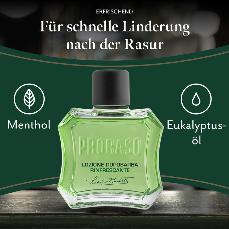 Proraso After Shave Lotion Refresh, 100 ml, aftershave for men with eucalyptus oil & menthol, helps the skin regenerate after shaving, Made in Italy - NewNest Australia