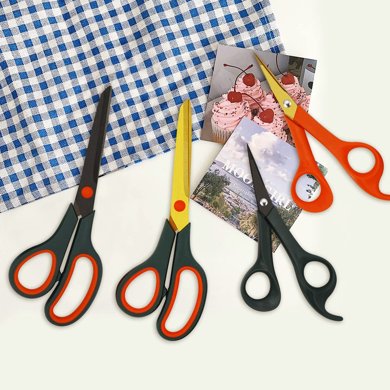 CCR Multipurpose Scissors with Ultra Sharp Blades, Comfort-Grip Handles, 7"Tip Titanium Scissors, 8.3" Craft Scissors for Home Work School Office Supplies and Sewing，Set 4. - NewNest Australia