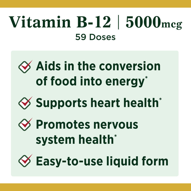 Nature's Bounty B-12 5000 mcg Sublingual Liquid Energy Health,2 Fl Oz (1 Count) 3 Pack - NewNest Australia